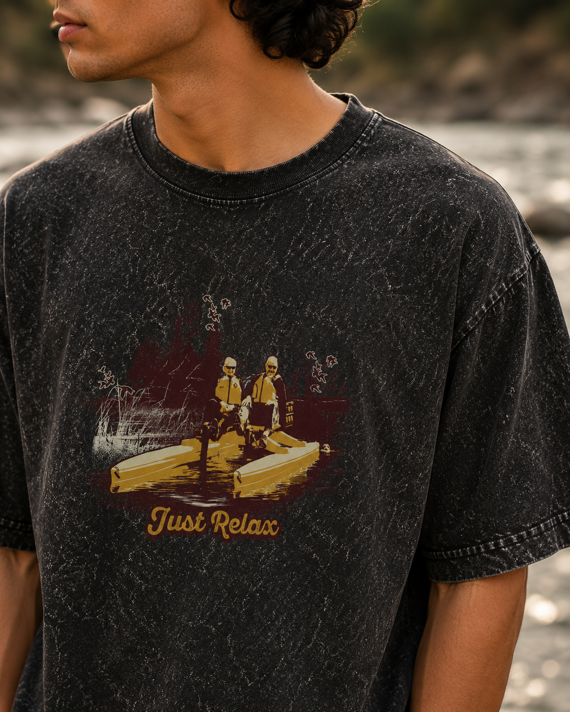 Men's Olive Green Acid Wash Oversized T-shirt.