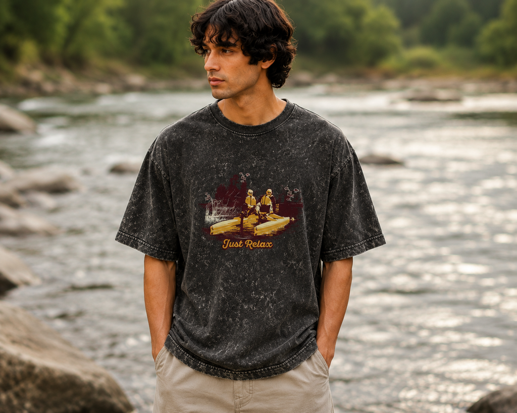 Men's Olive Green Acid Wash Oversized T-shirt.