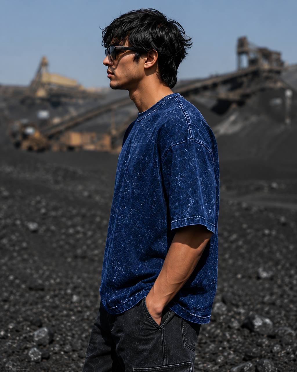 Men's Navy Blue Oversized T-shirt