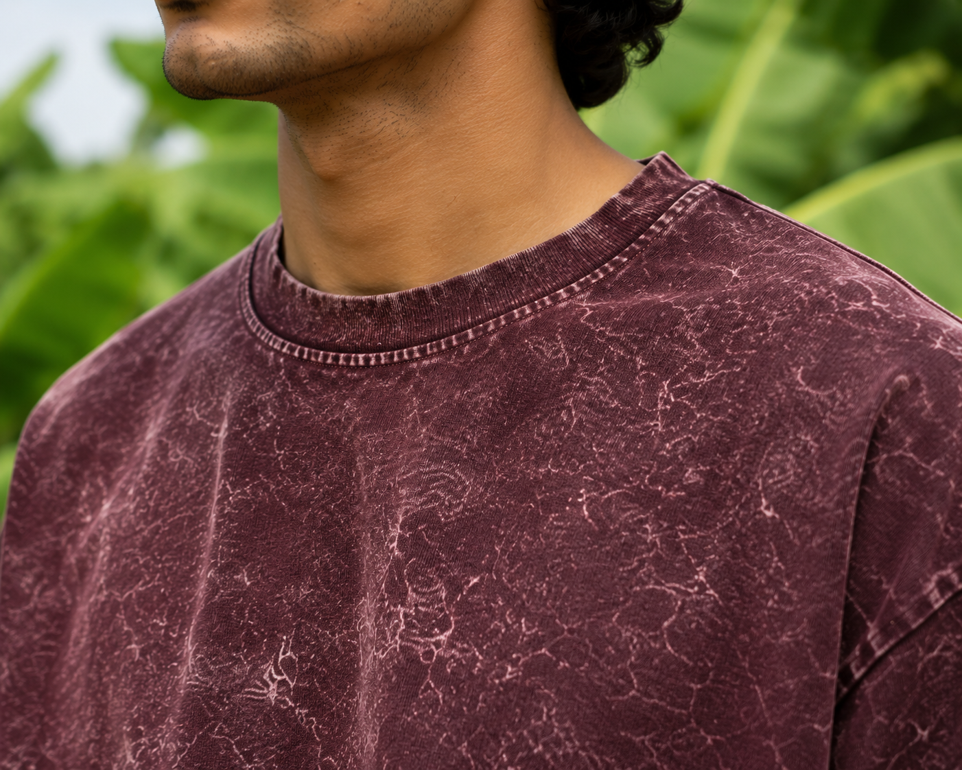 Men's Maroon Oversized T-shirt.