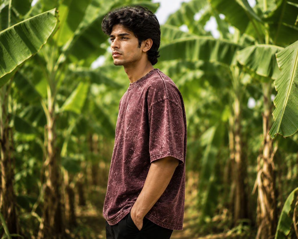 Men's Maroon Oversized T-shirt.