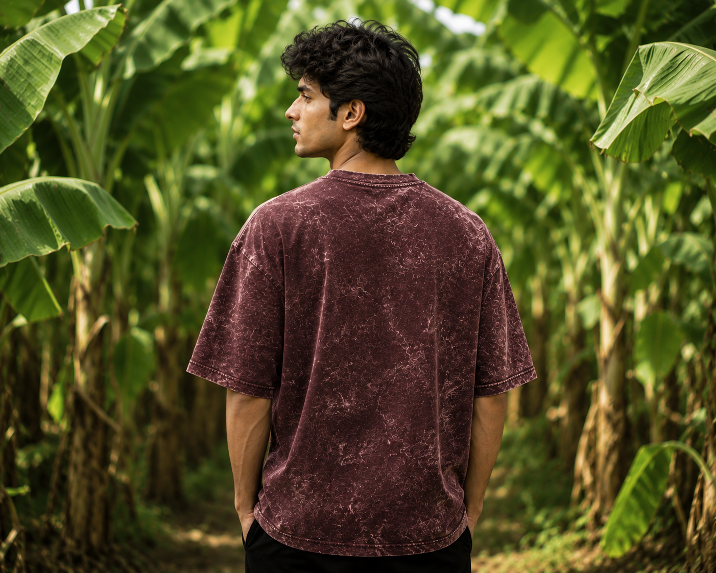 Men's Maroon Oversized T-shirt.