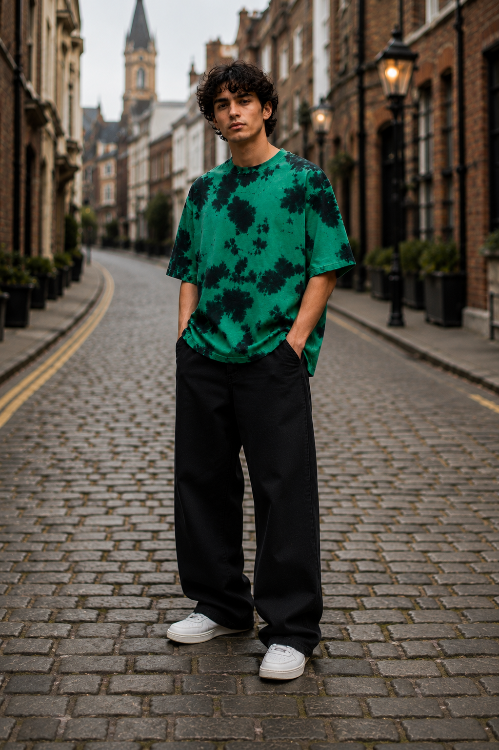 Men's Green Plain Oversized T-shirt