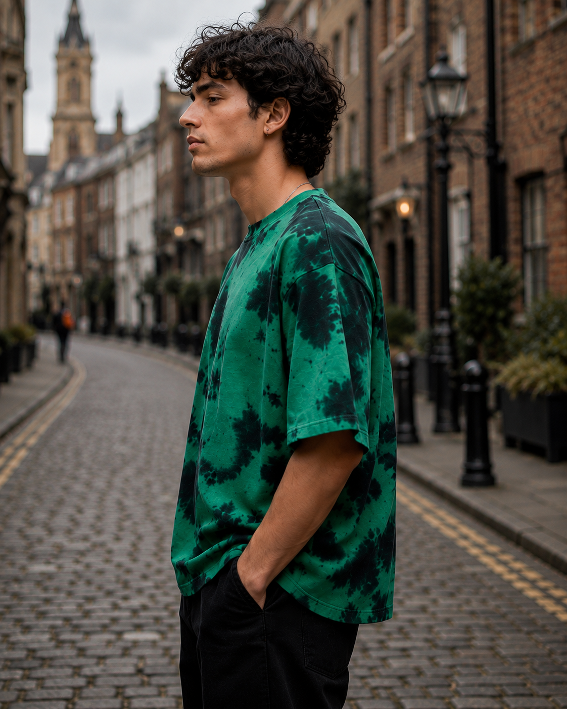 Men's Green Plain Oversized T-shirt