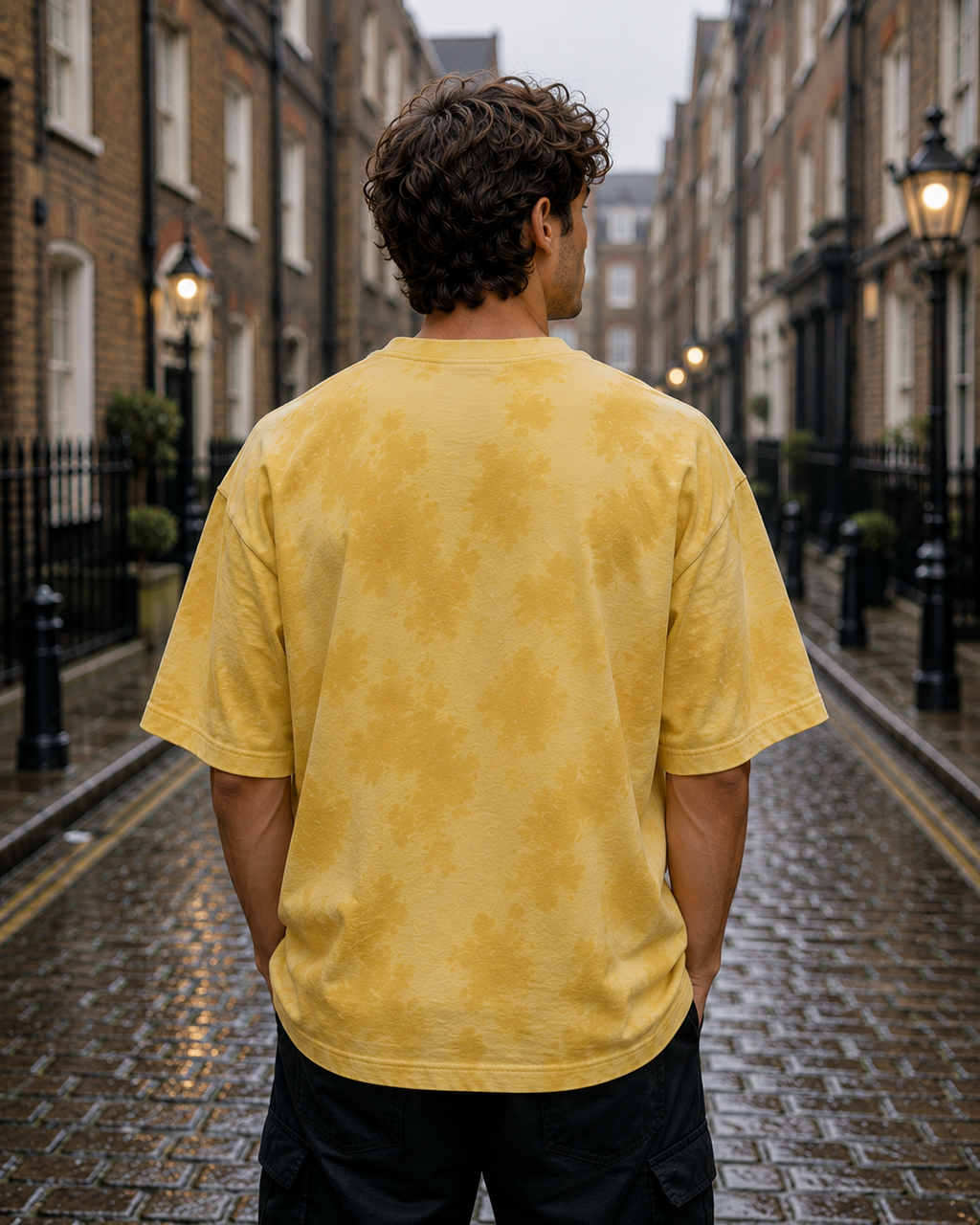 Men's Yellow Plain Oversized T-shirt