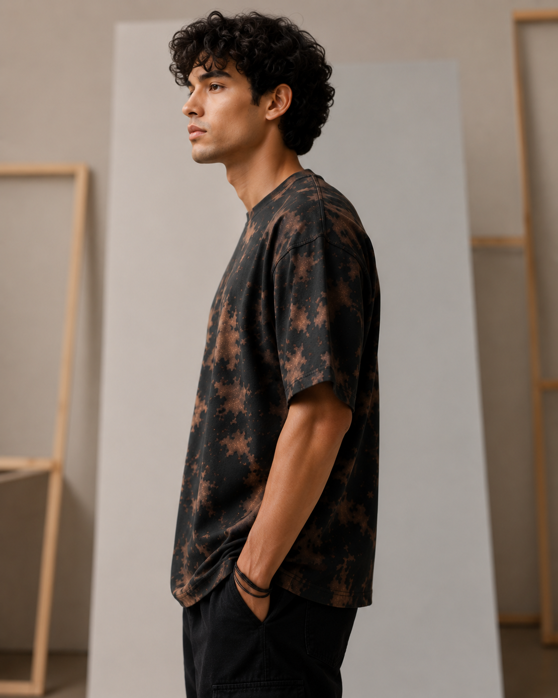 Men's Brown Plain Oversized T-shirt