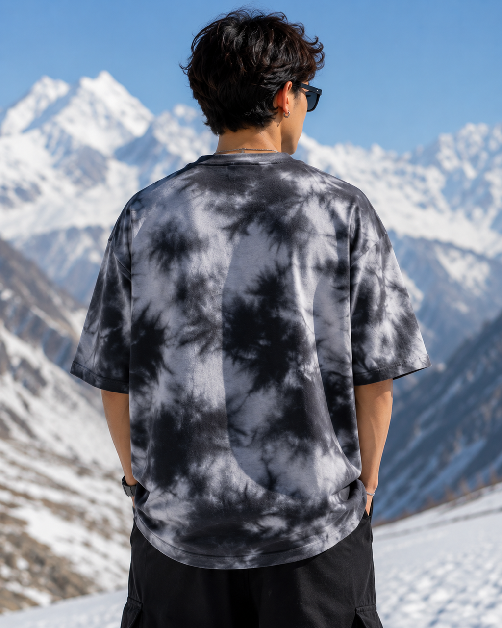 Men's White Black Plain Oversized T-shirt