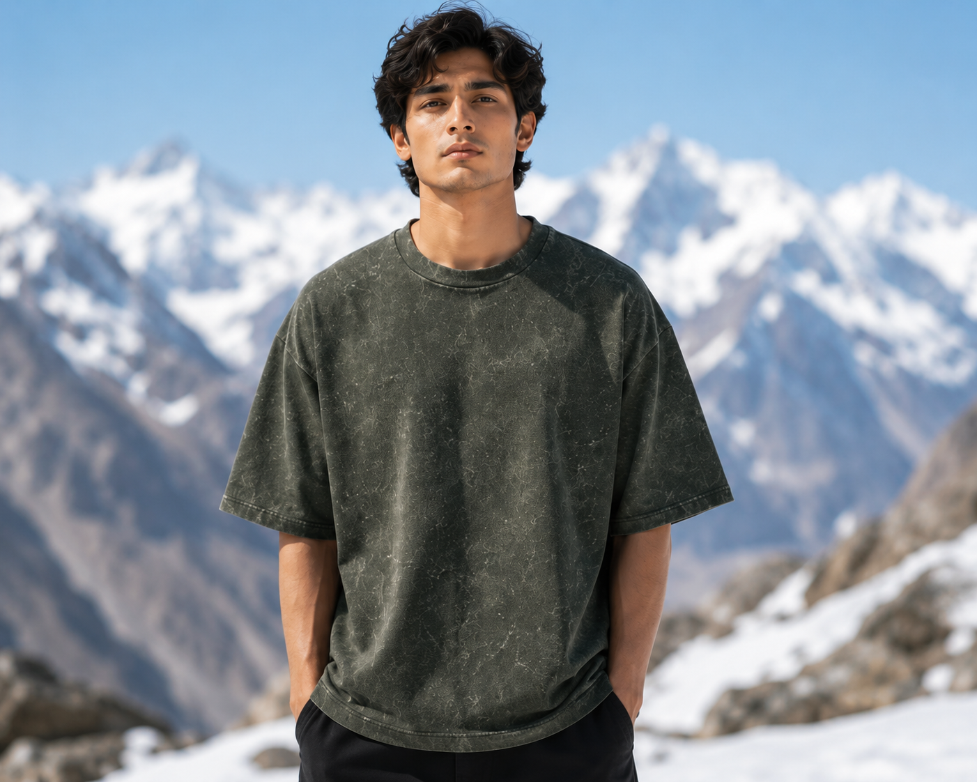 Men's Olive Green Oversized T-shirt.