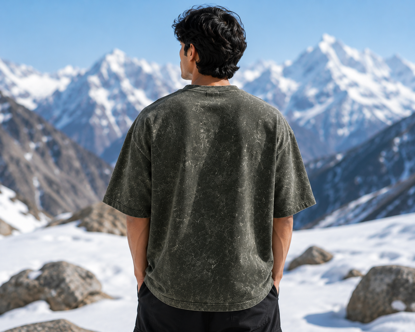 Men's Olive Green Oversized T-shirt.