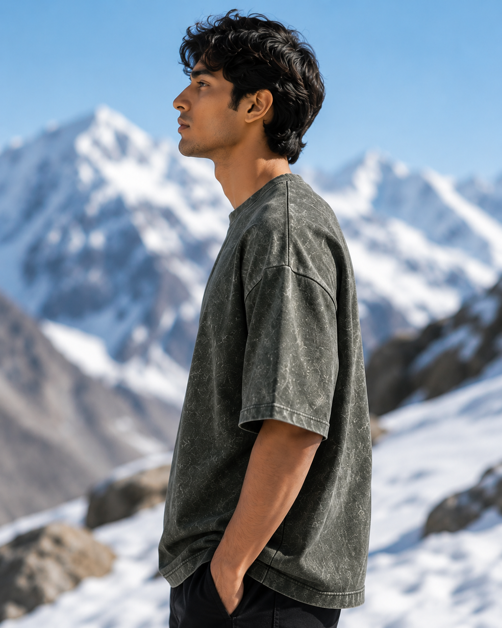 Men's Olive Green Oversized T-shirt.