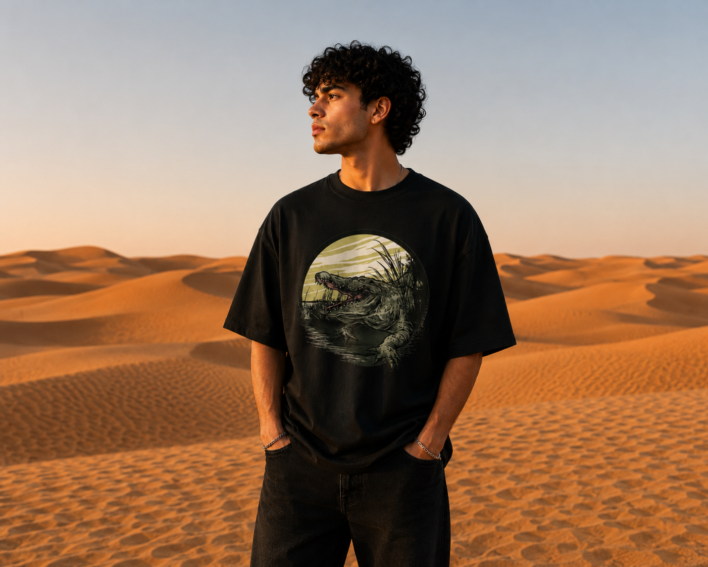Men's Croco Swamp' Heavy French Terry Oversized T-shirt