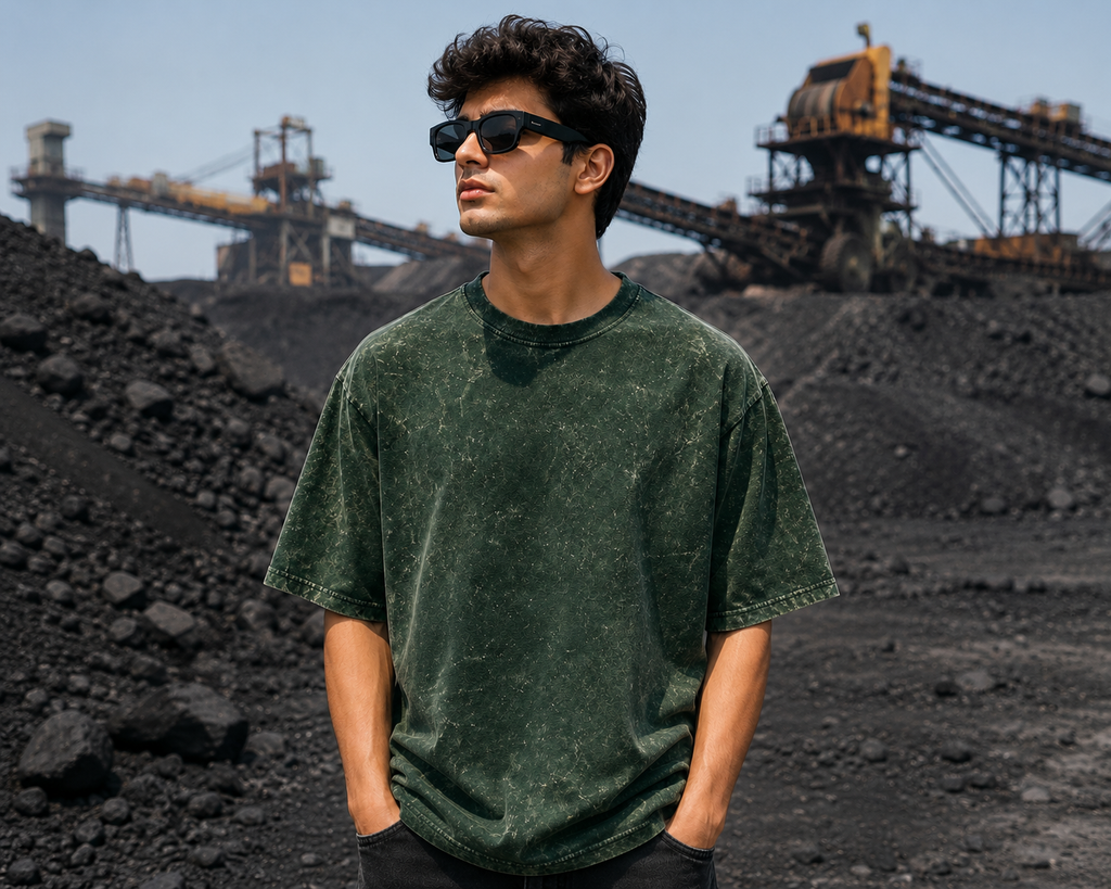 Men's Bottle Green Oversized T-shirt.