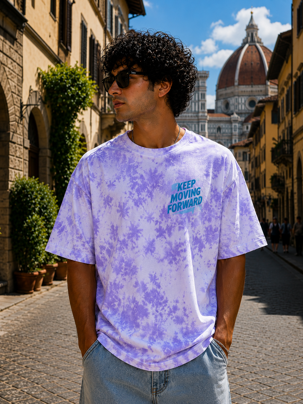 Men's White Lavender Oversized T-shirt
