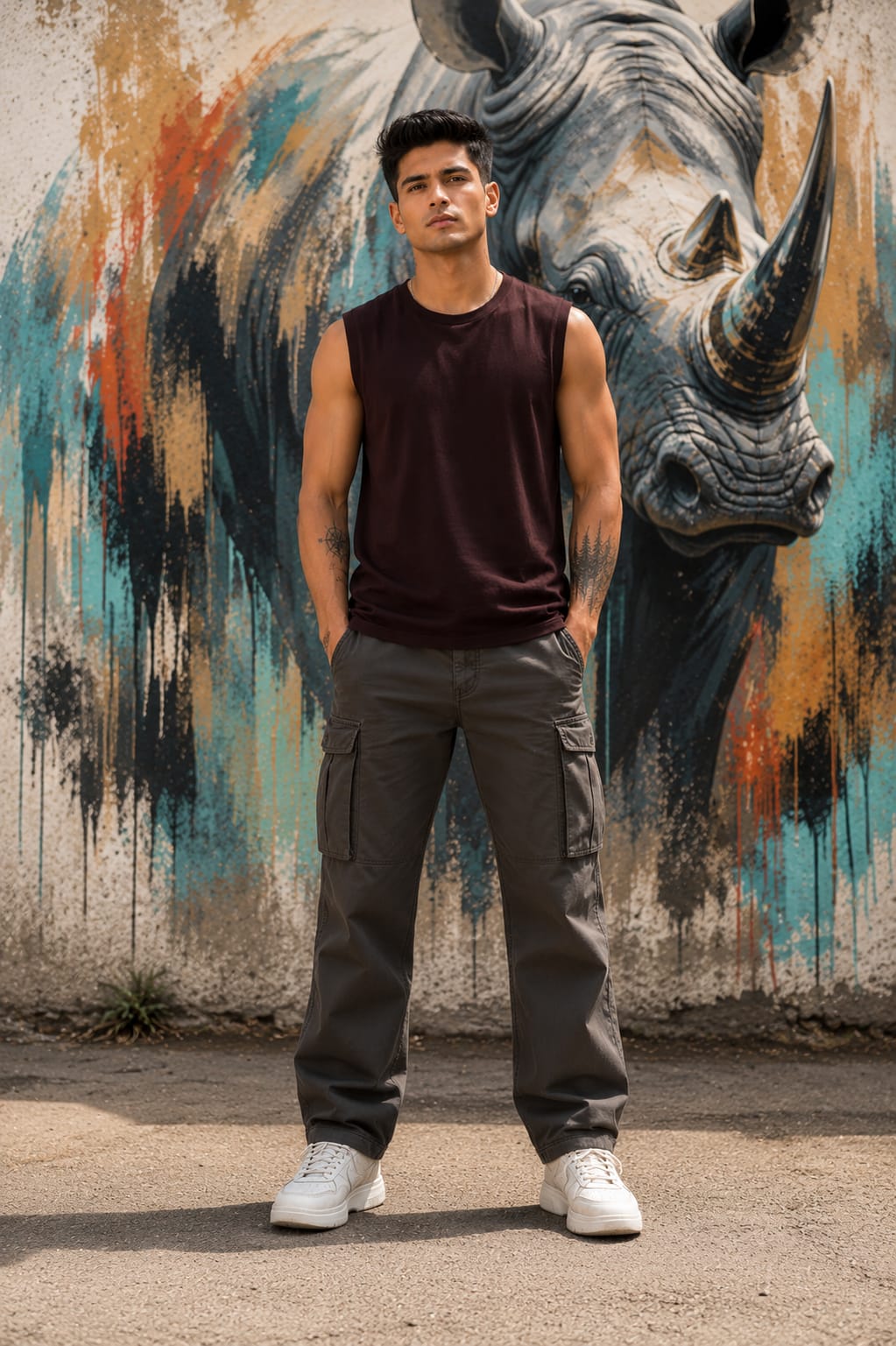 Men's Premium Maroon Sleeveless T-Shirt