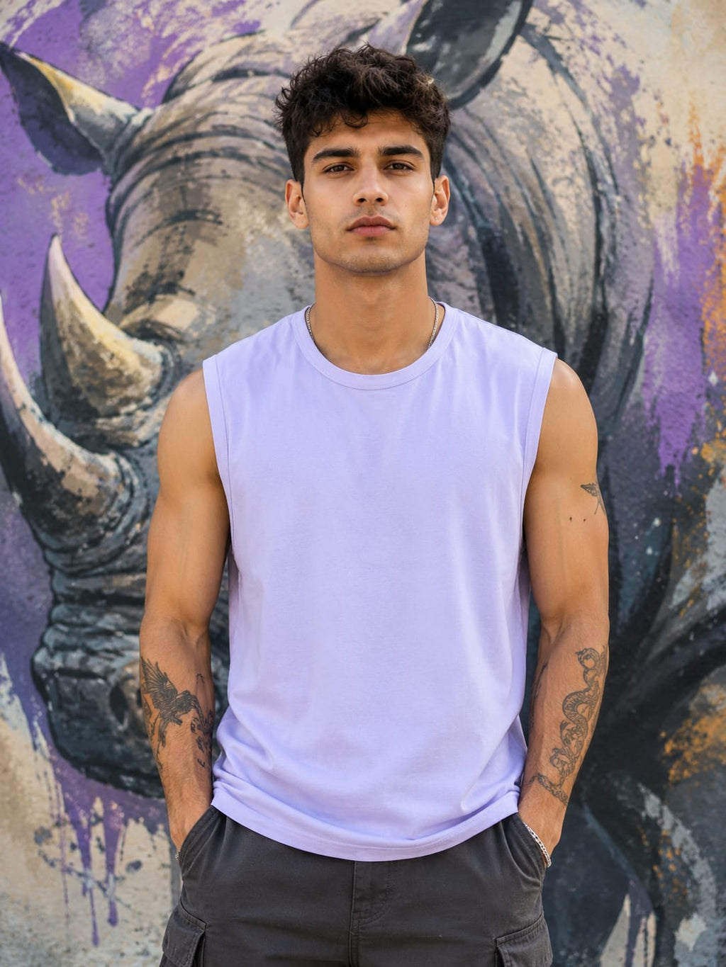 Men's Premium Levender Sleeveless T-Shirt