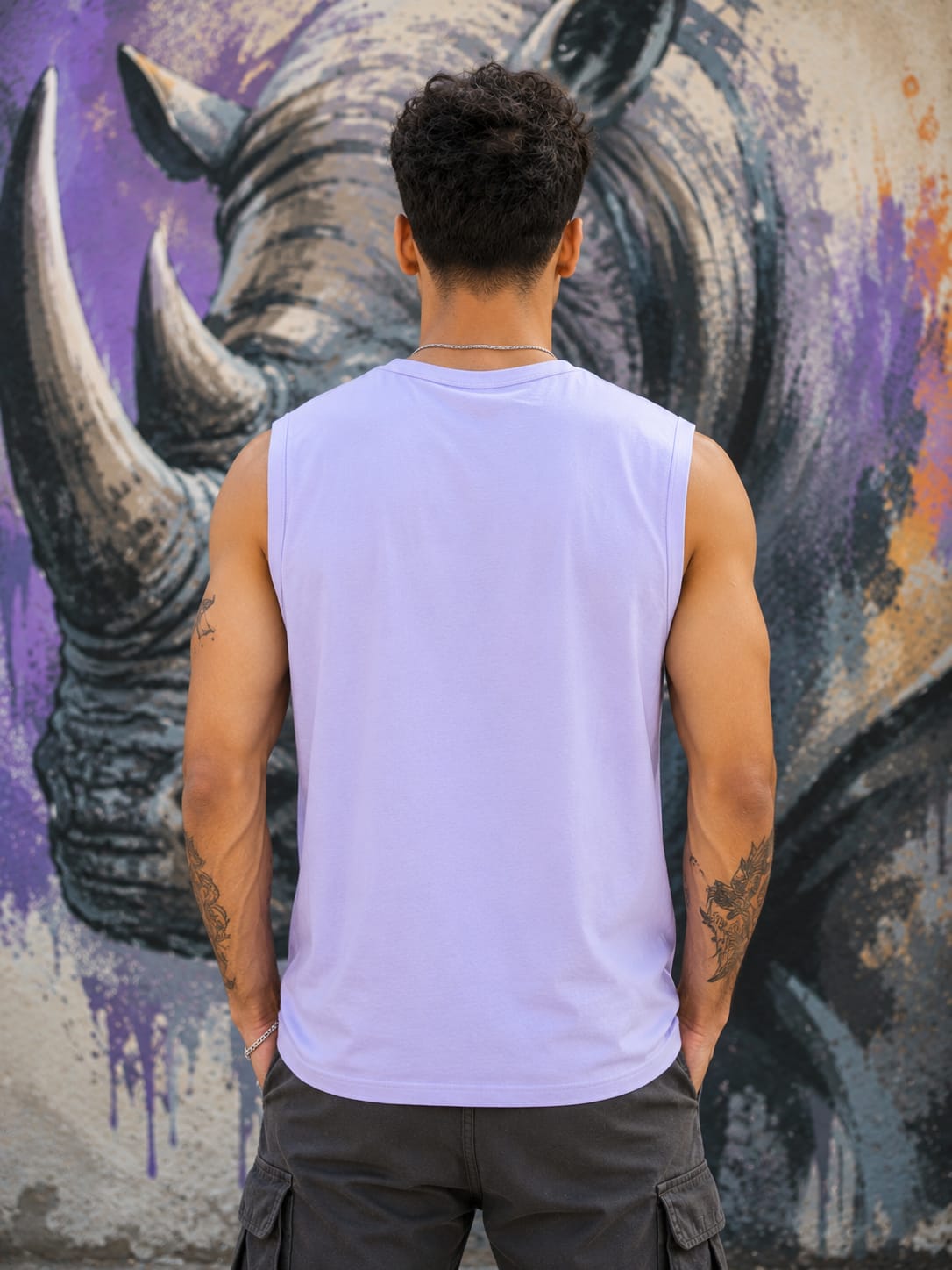 Men's Premium Levender Sleeveless T-Shirt