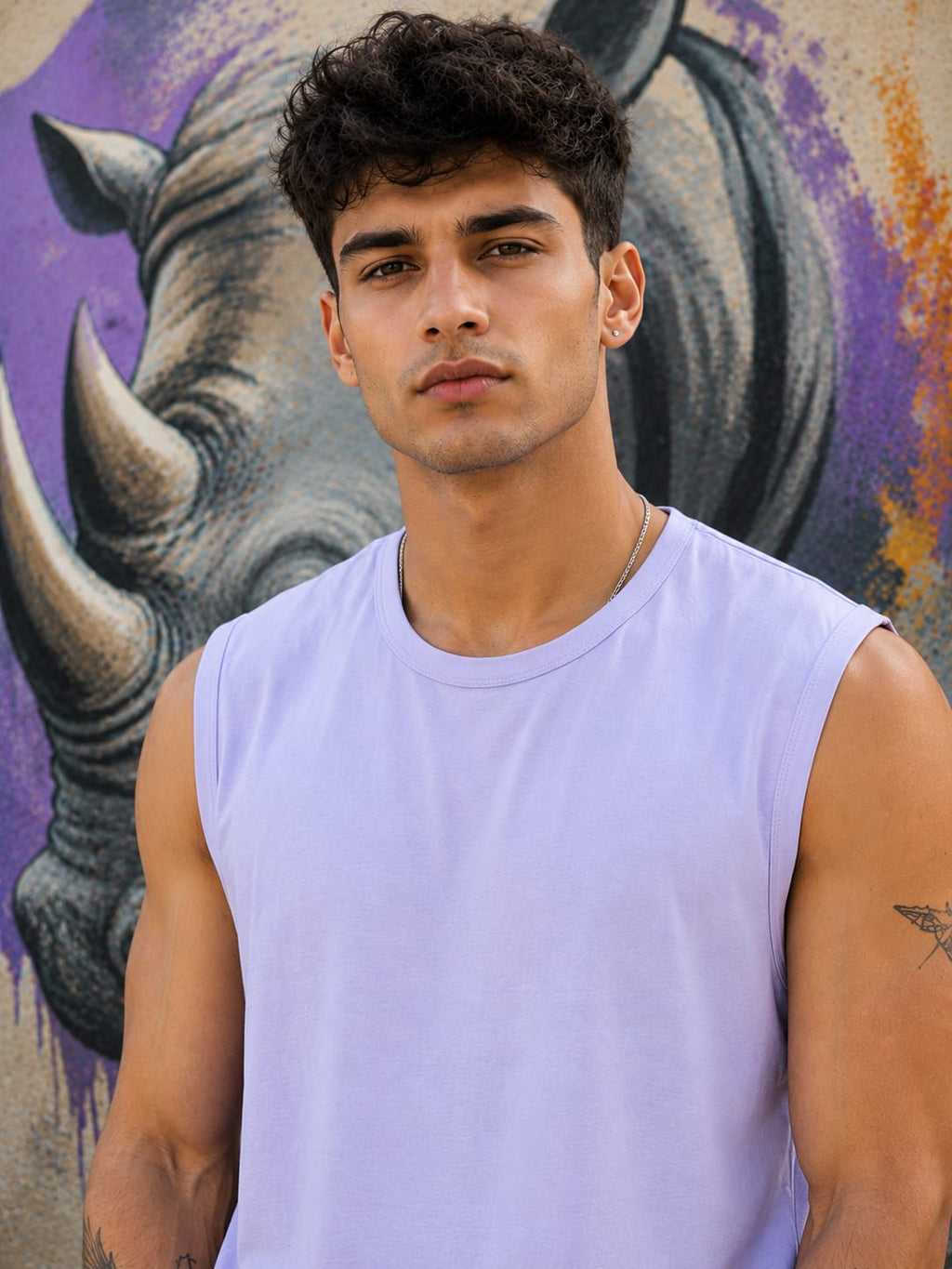 Men's Premium Levender Sleeveless T-Shirt