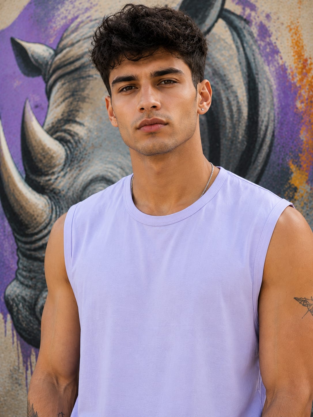 Men's Premium Levender Sleeveless T-Shirt