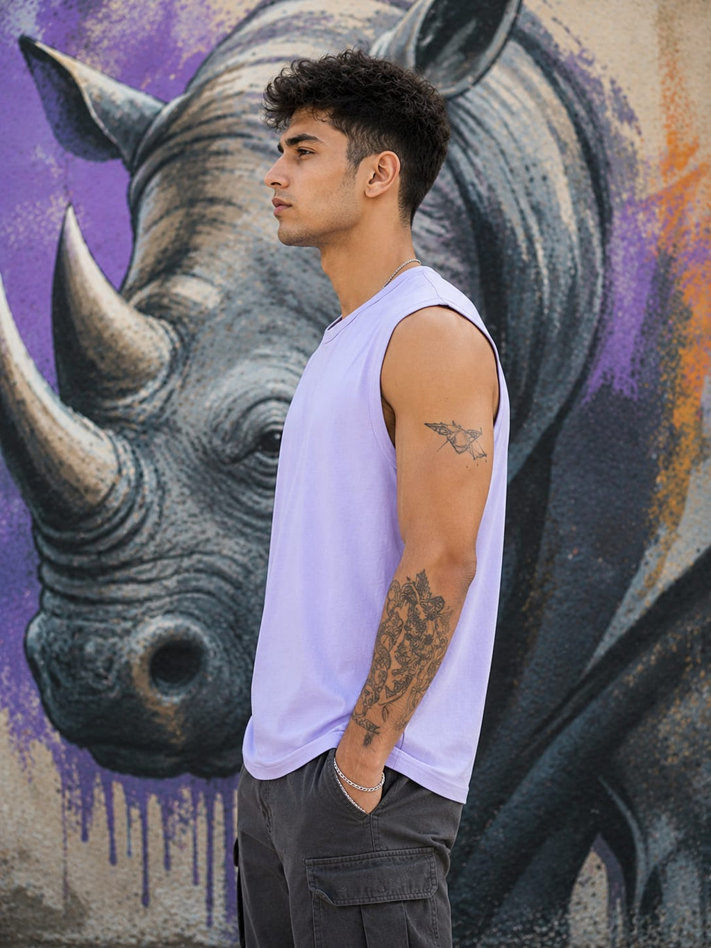 Men's Premium Levender Sleeveless T-Shirt