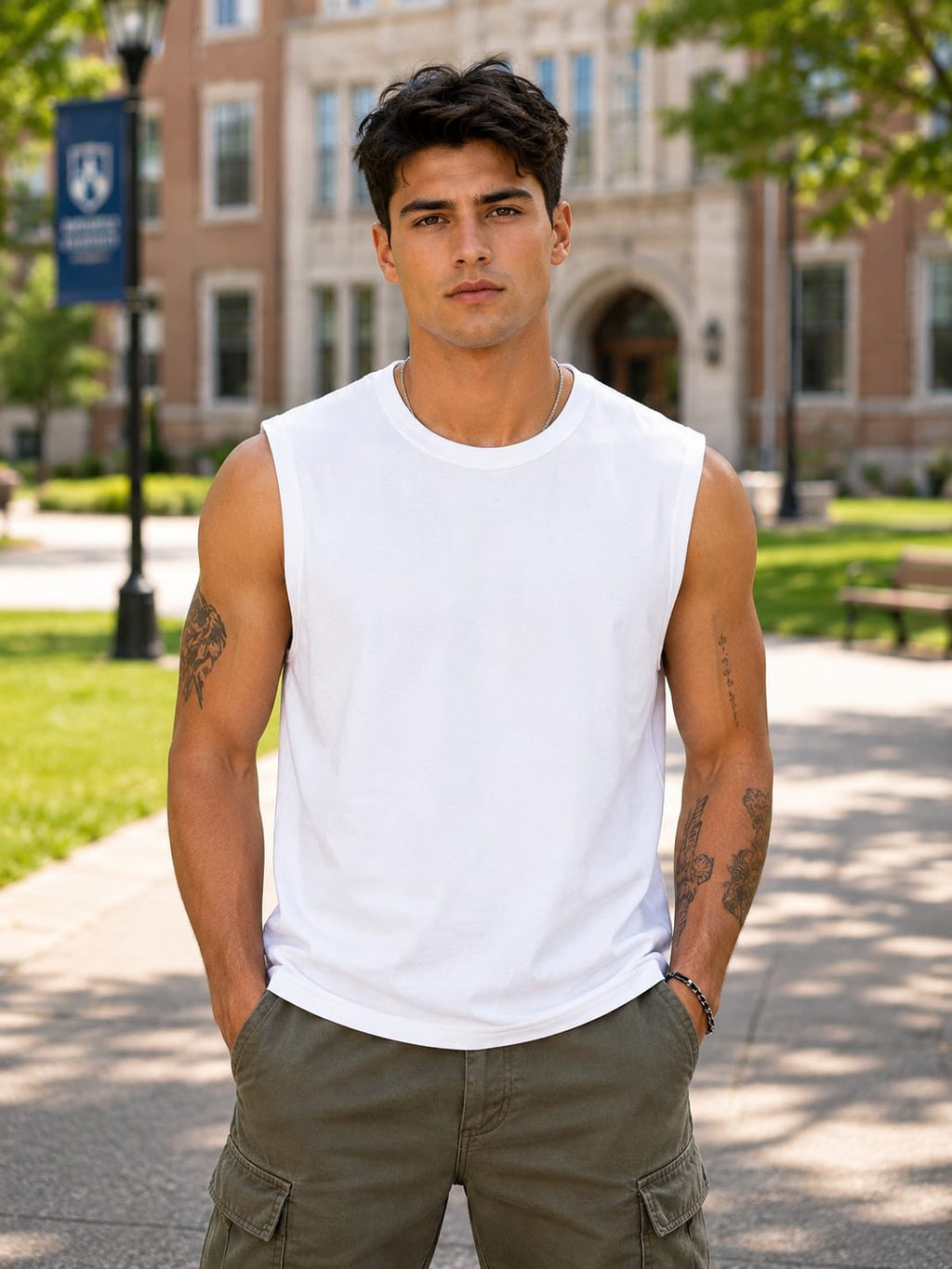 Men's Premium White Sleeveless T-Shirt