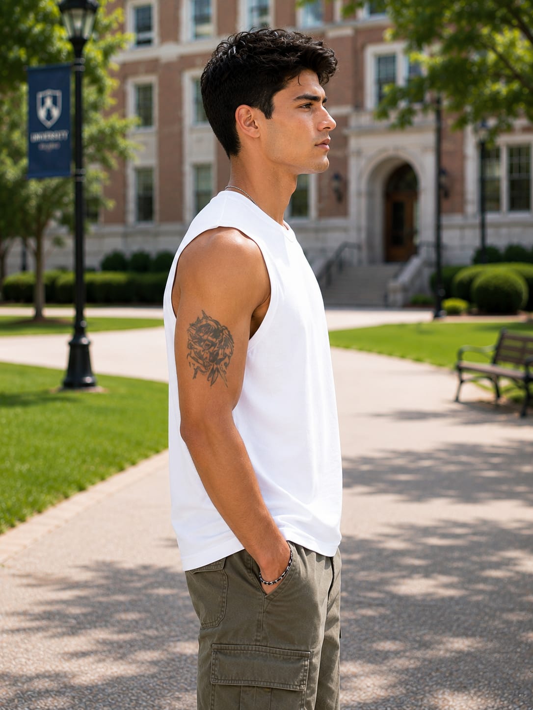 Men's Premium White Sleeveless T-Shirt