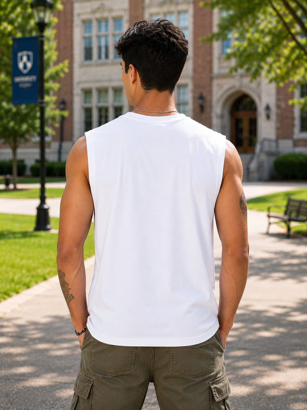 Men's Premium White Sleeveless T-Shirt