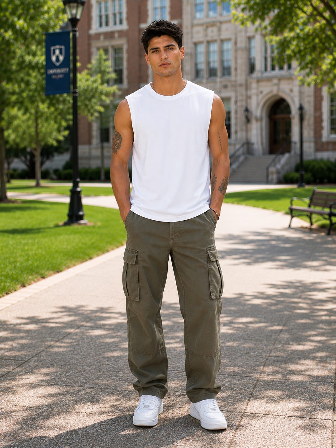Men's Premium White Sleeveless T-Shirt