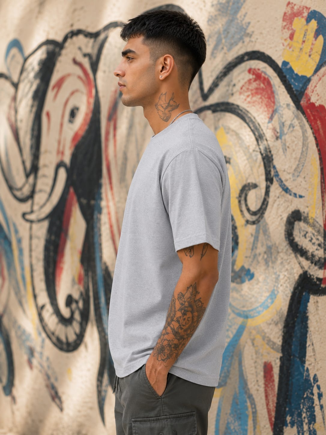 Men's Premium Grey Melange Classic Crew T-Shirt