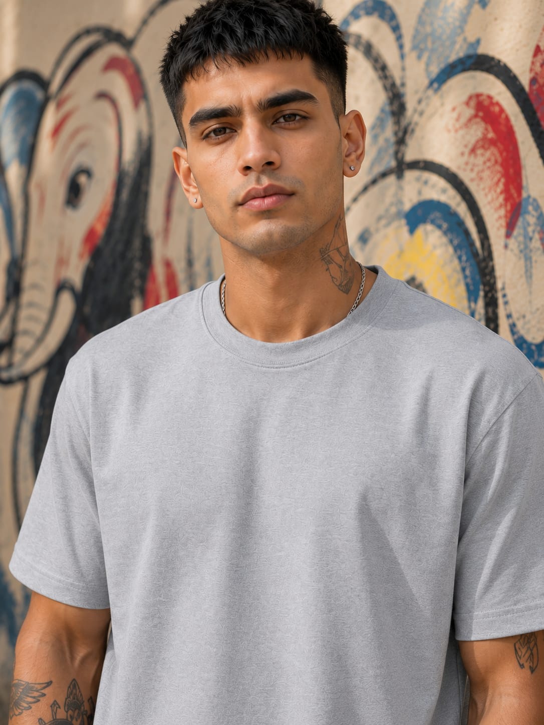 Men's Premium Grey Melange Classic Crew T-Shirt