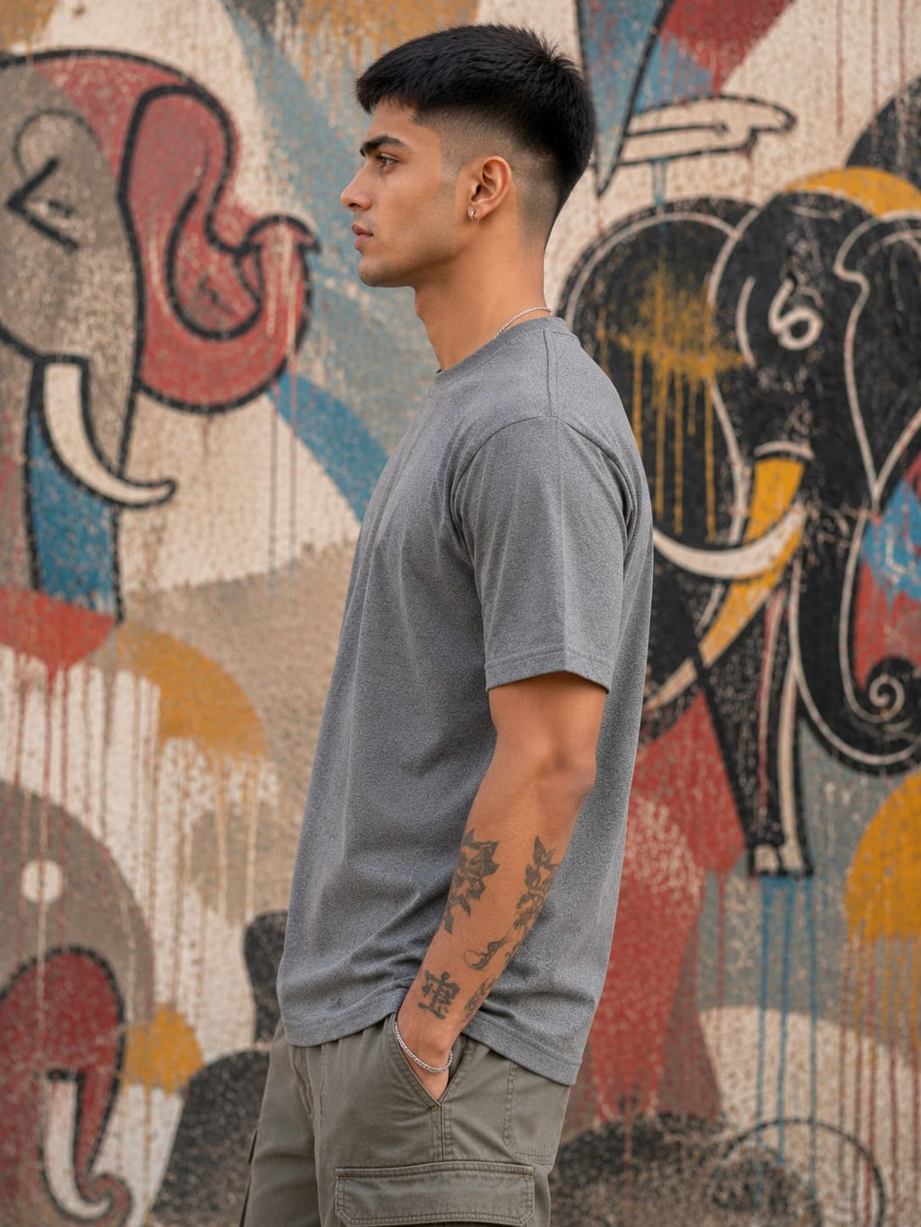 Men's Premium Charcoal Melange Classic Crew T-Shirt