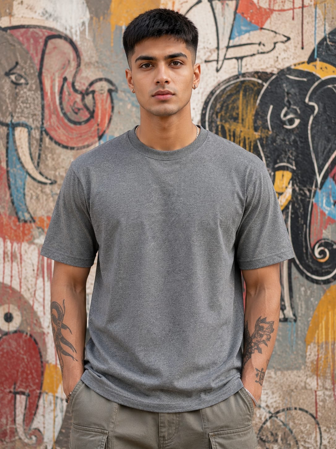 Men's Premium Charcoal Melange Classic Crew T-Shirt