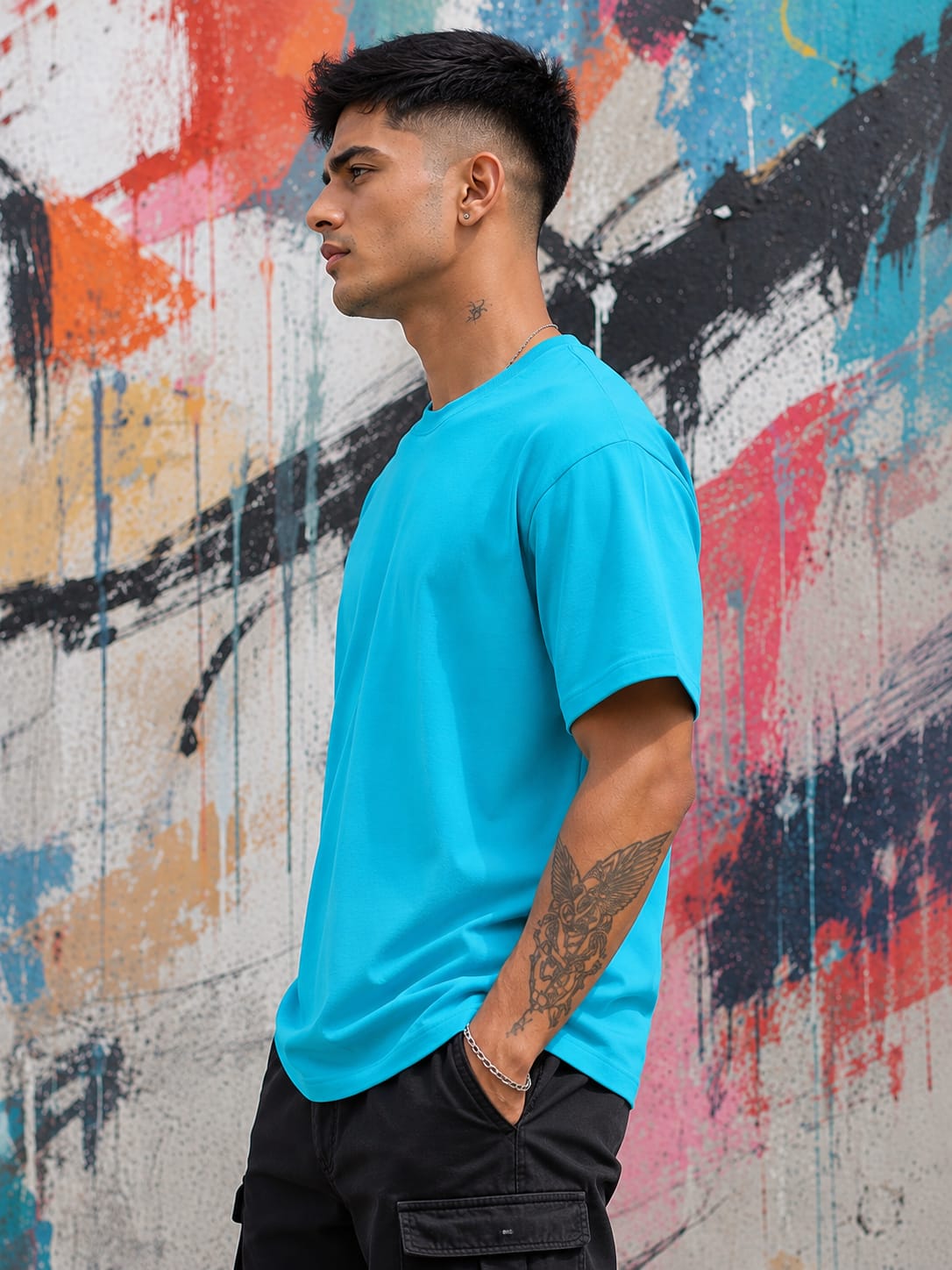 Men's Premium Sky Blue Classic Crew T-Shirt