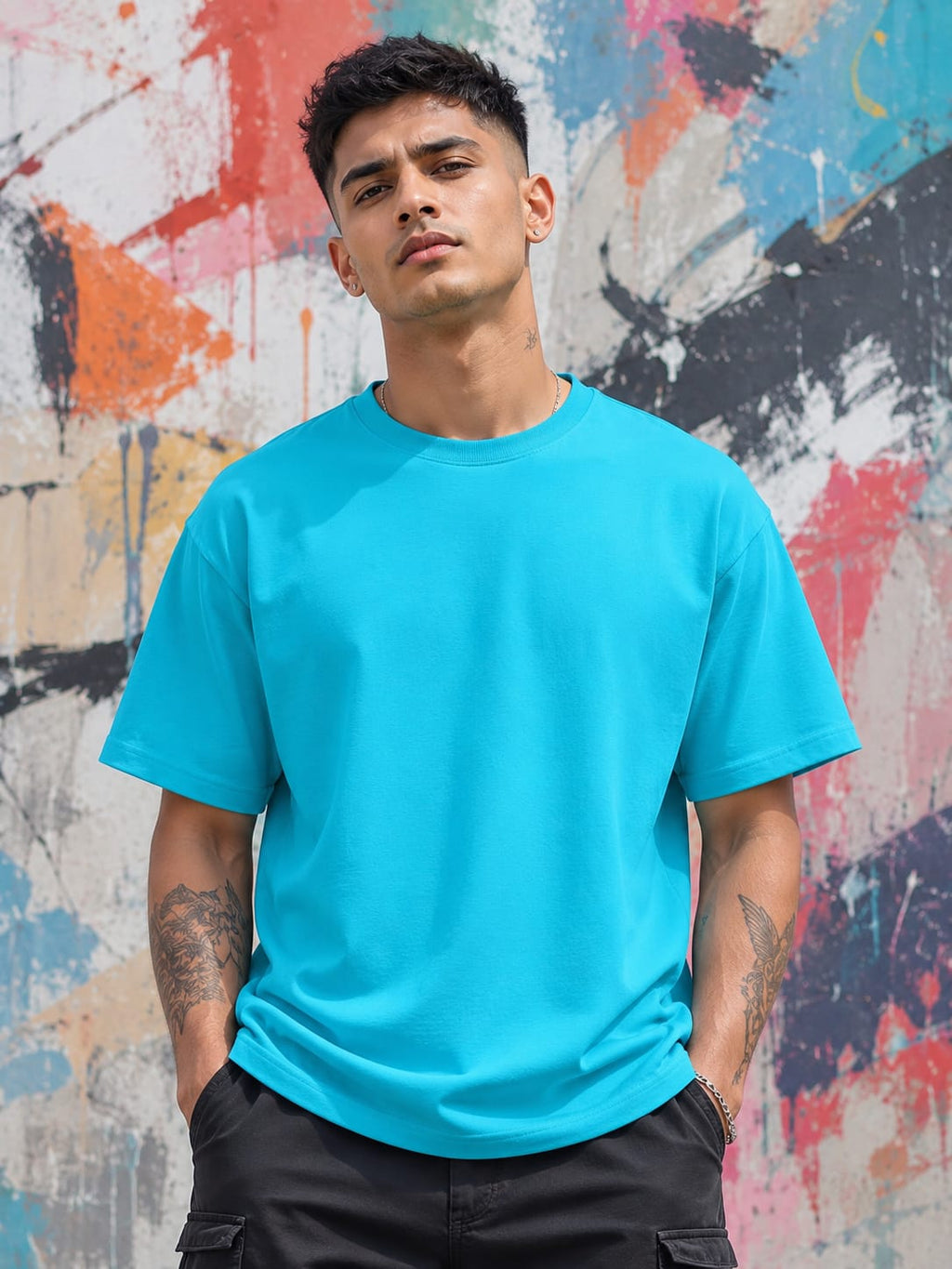 Men's Premium Sky Blue Classic Crew T-Shirt