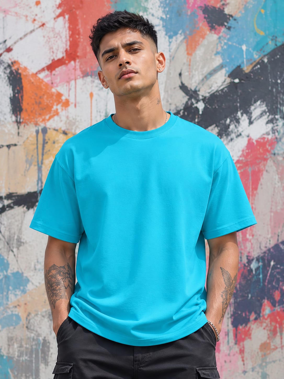 Men's Premium Sky Blue Classic Crew T-Shirt