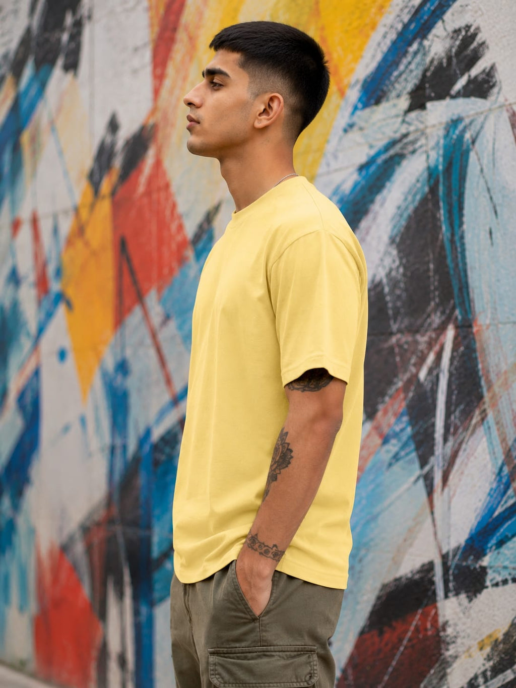 Men's Premium Yellow Classic Crew T-Shirt