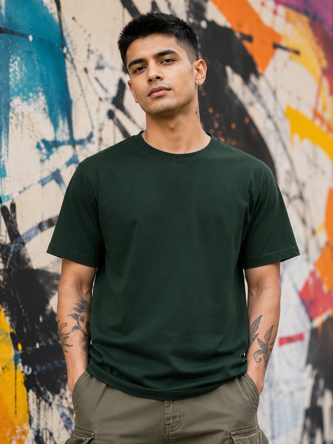 Men's Premium Bottle Green Classic Crew T-Shirt