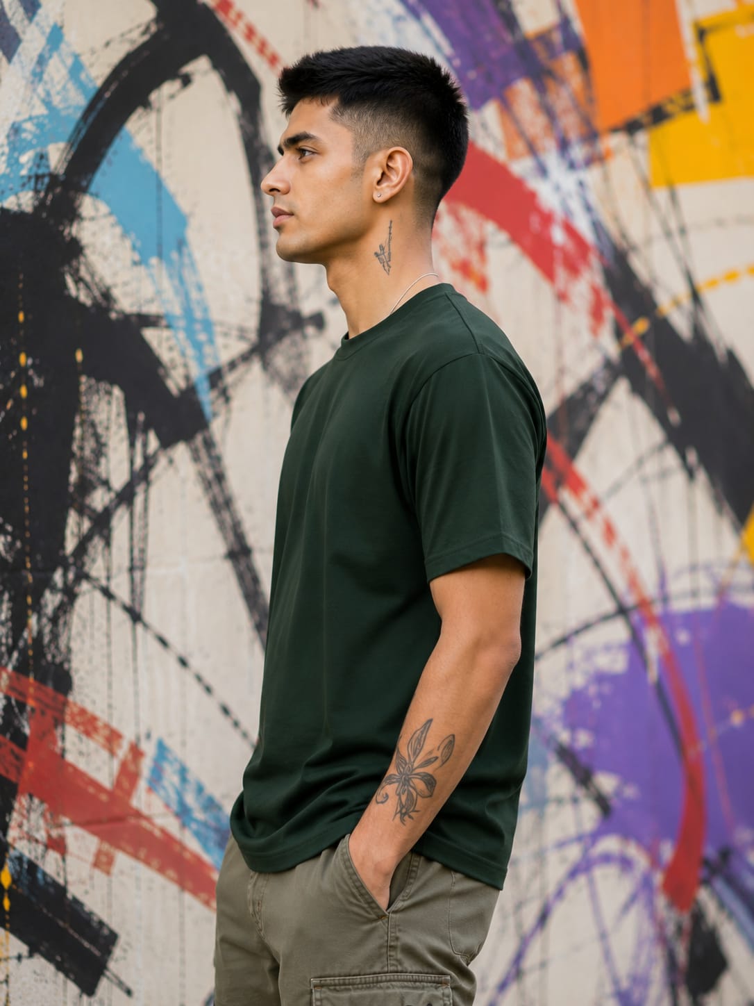 Men's Premium Bottle Green Classic Crew T-Shirt
