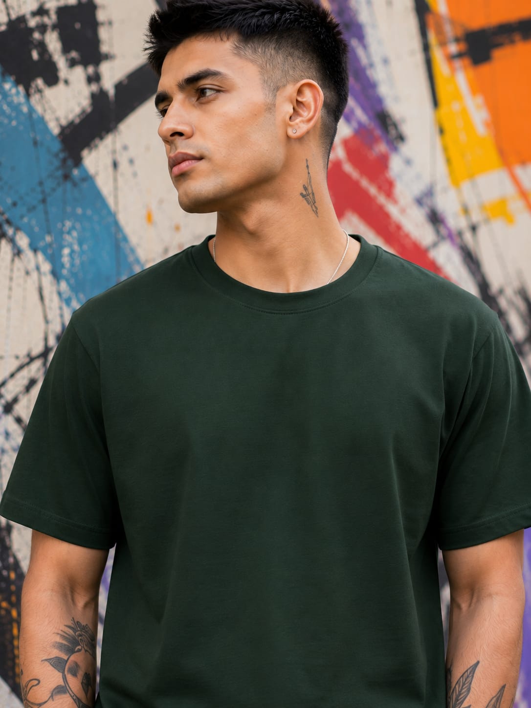 Men's Premium Bottle Green Classic Crew T-Shirt
