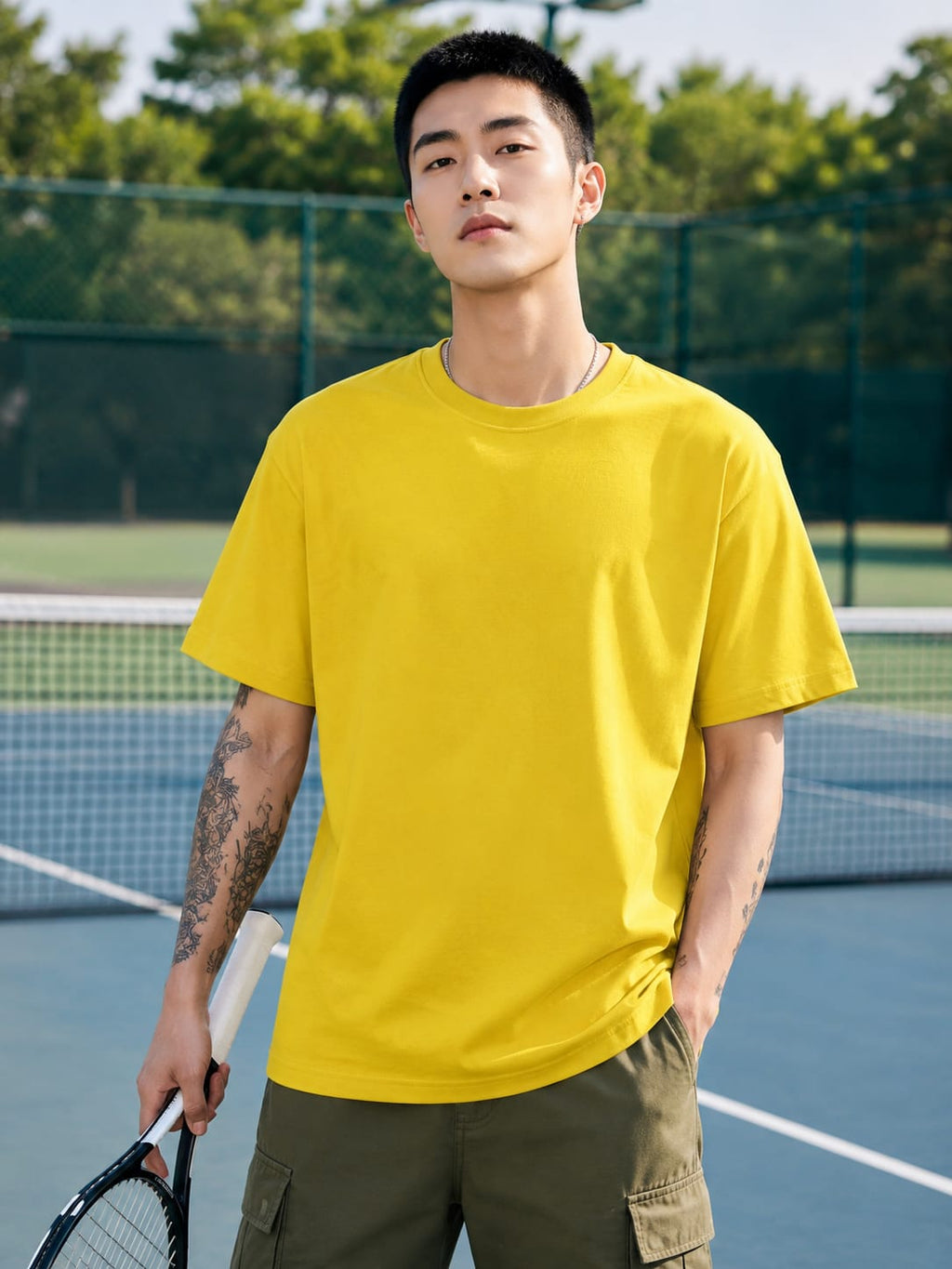Men's Premium New Yellow Classic Crew T-Shirt