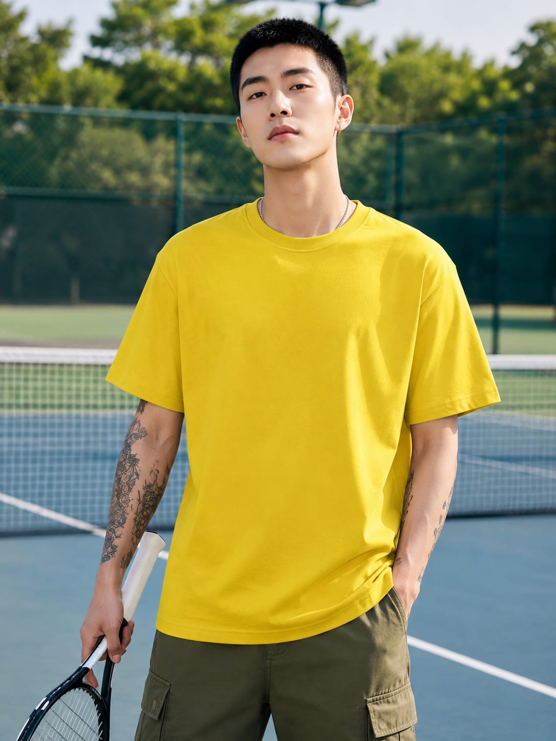 Men's Premium New Yellow Classic Crew T-Shirt