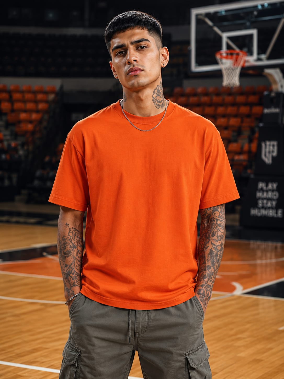 Men's Premium Orange Classic Crew T-Shirt