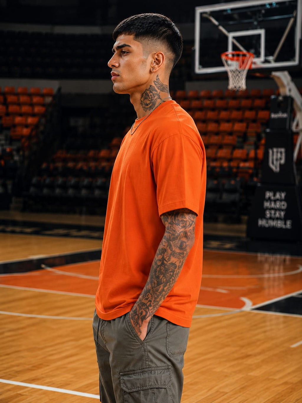 Men's Premium Orange Classic Crew T-Shirt