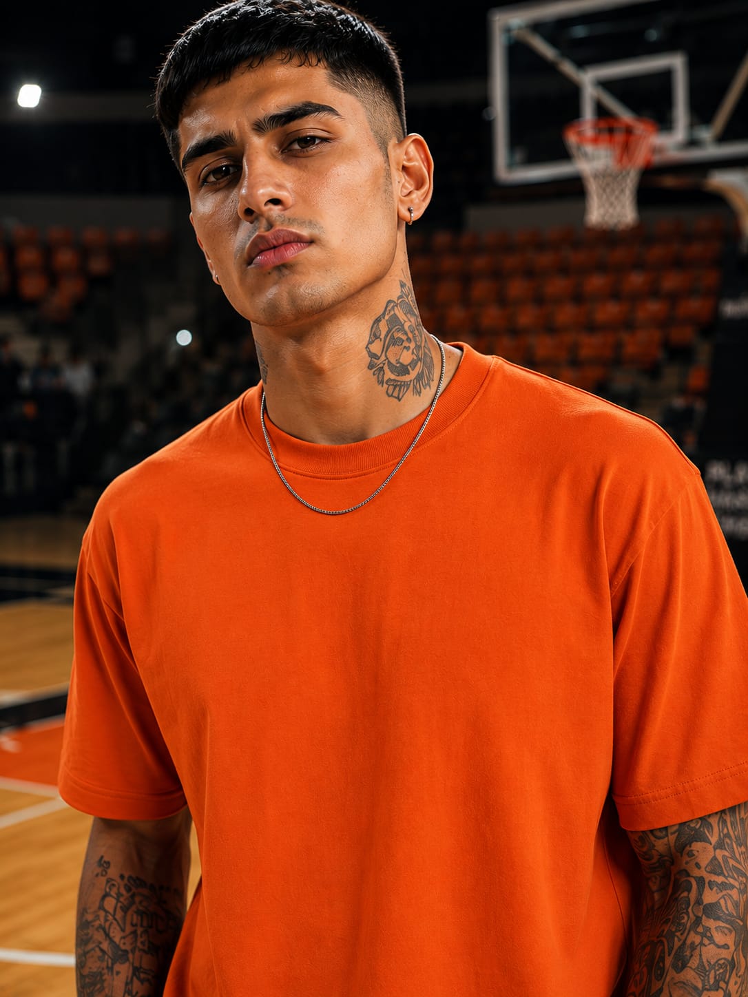 Men's Premium Orange Classic Crew T-Shirt