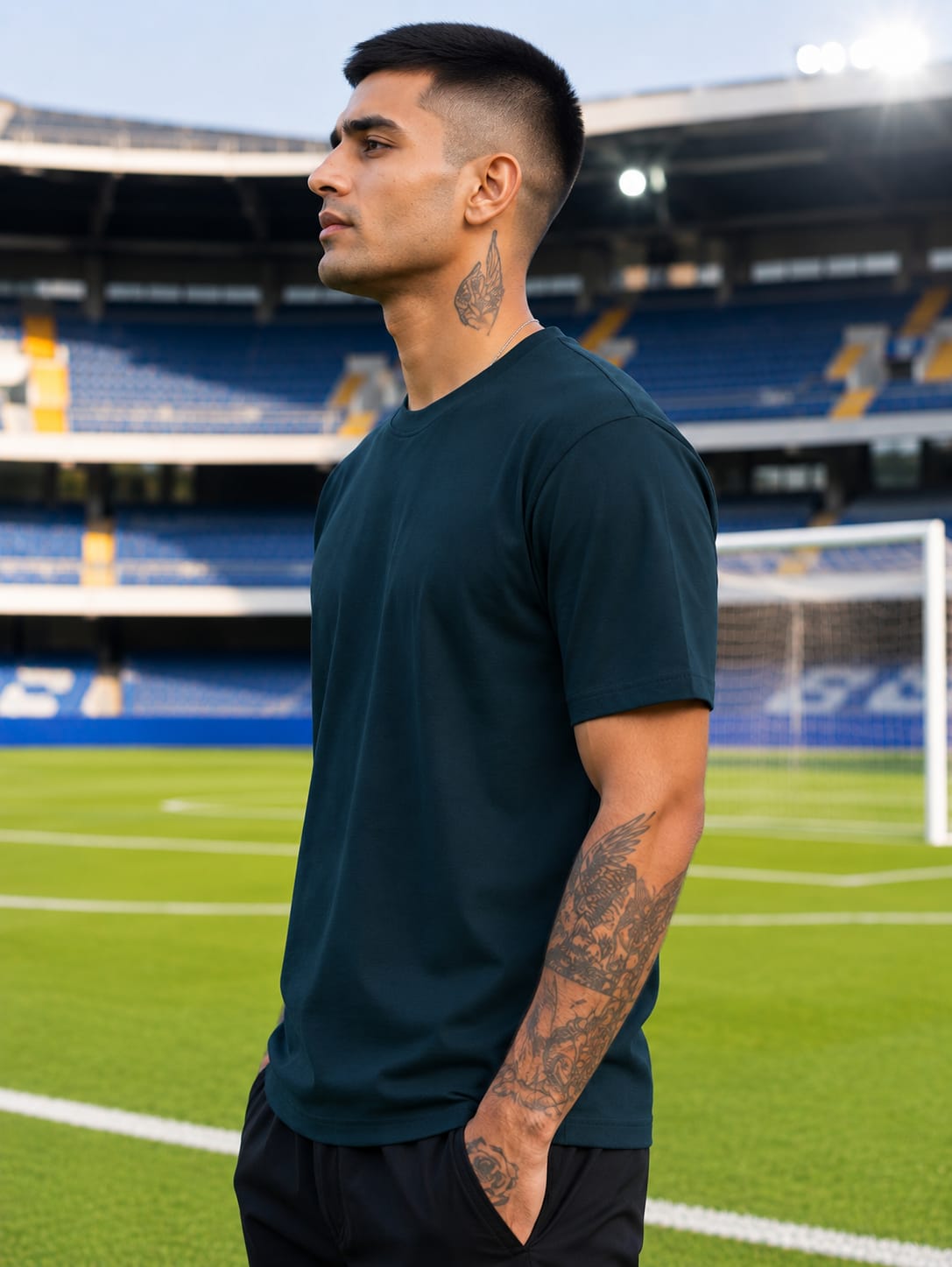 Men's Premium Petrol Blue Classic Crew T-Shirt
