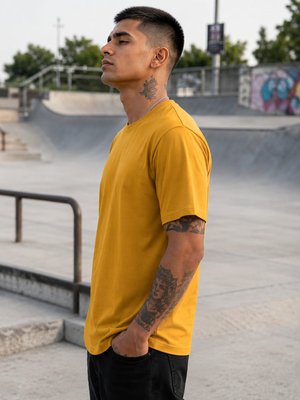 Men's Premium Mustard Yellow Classic Crew T-Shirt