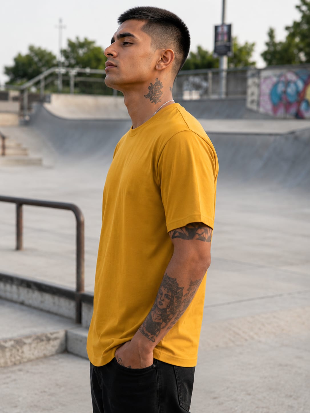 Men's Premium Mustard Yellow Classic Crew T-Shirt