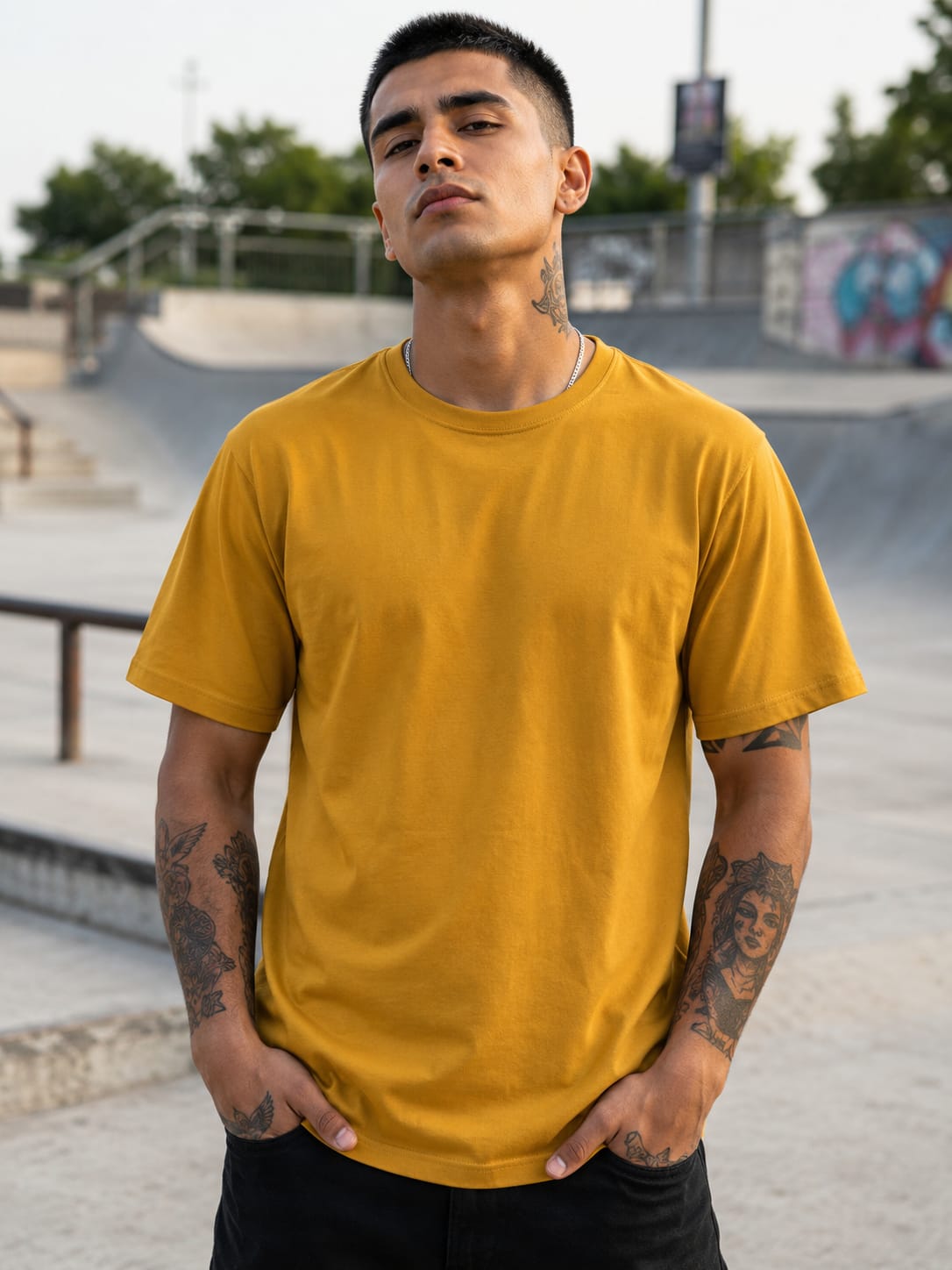 Men's Premium Mustard Yellow Classic Crew T-Shirt