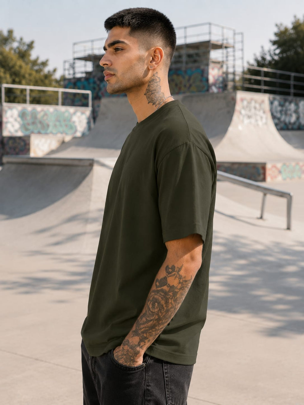 Men's Premium Olive Green Classic Crew T-Shirt