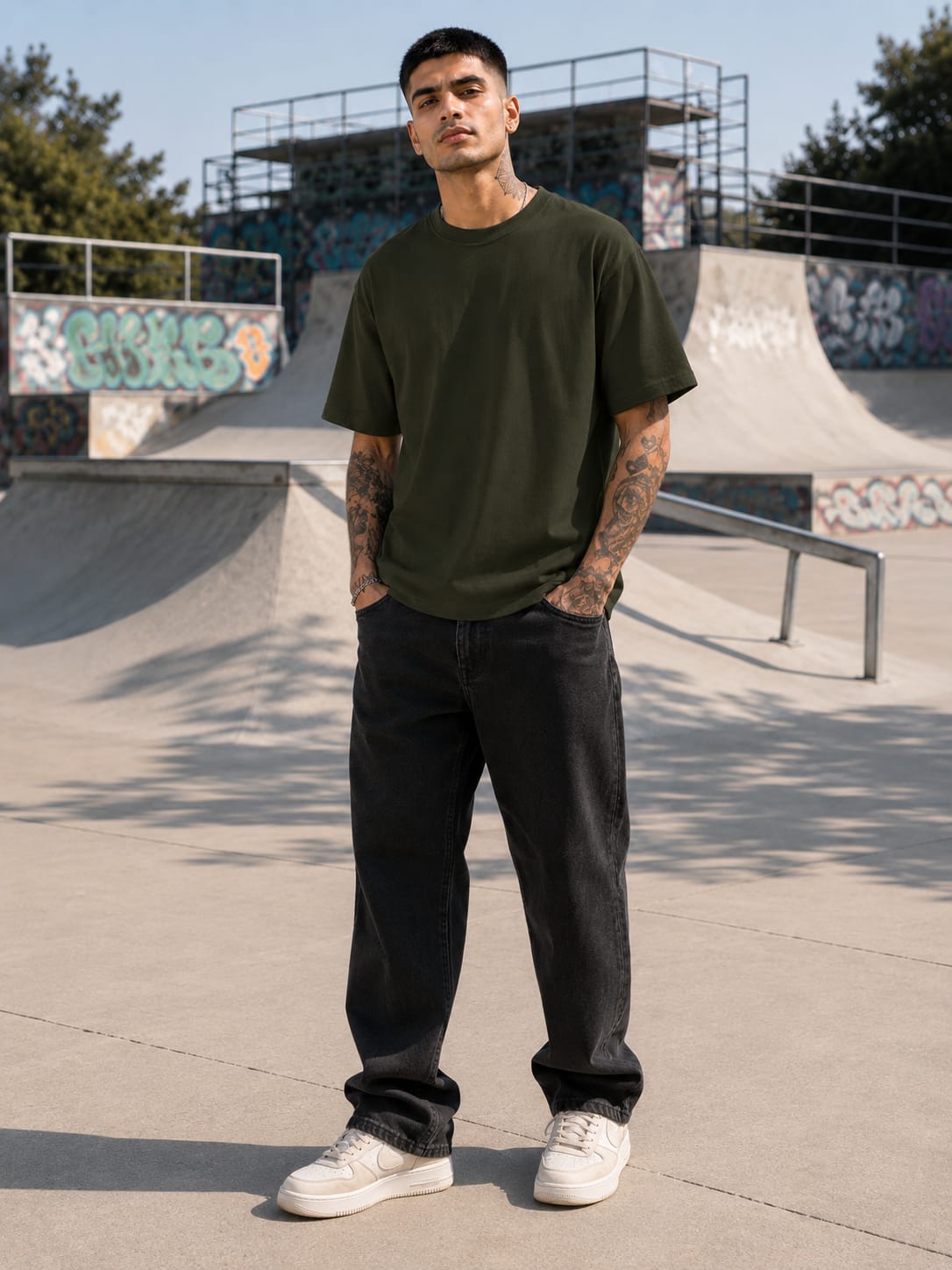 Men's Premium Olive Green Classic Crew T-Shirt