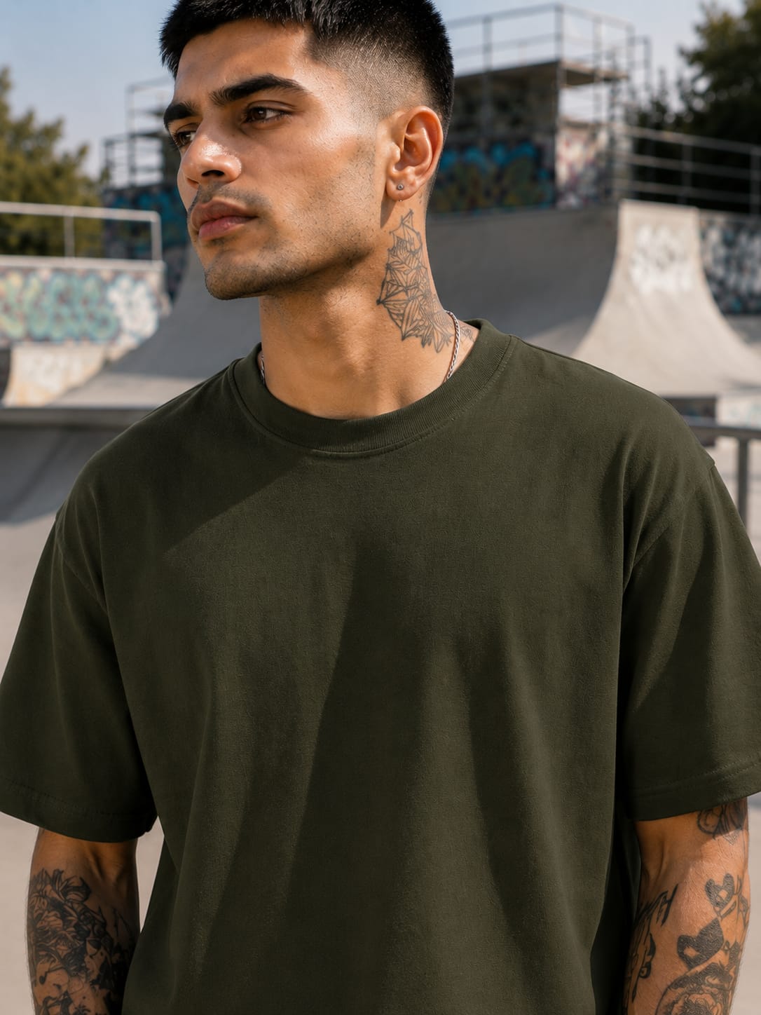 Men's Premium Olive Green Classic Crew T-Shirt
